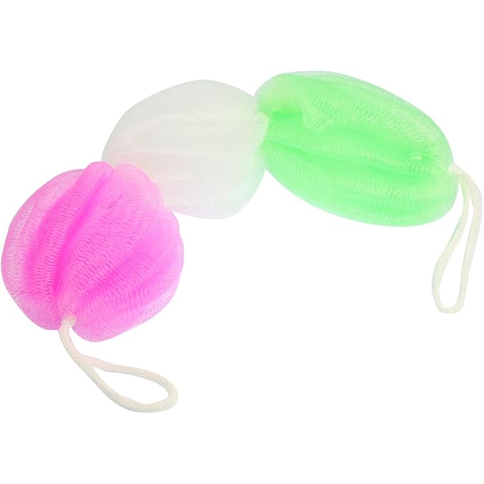 شبكة شبكة حمامات Ball Design Bath Mesh Bath Sponge أخضر أبيض وردي (معرف: 57b 8ea 7a5 موضة b5a